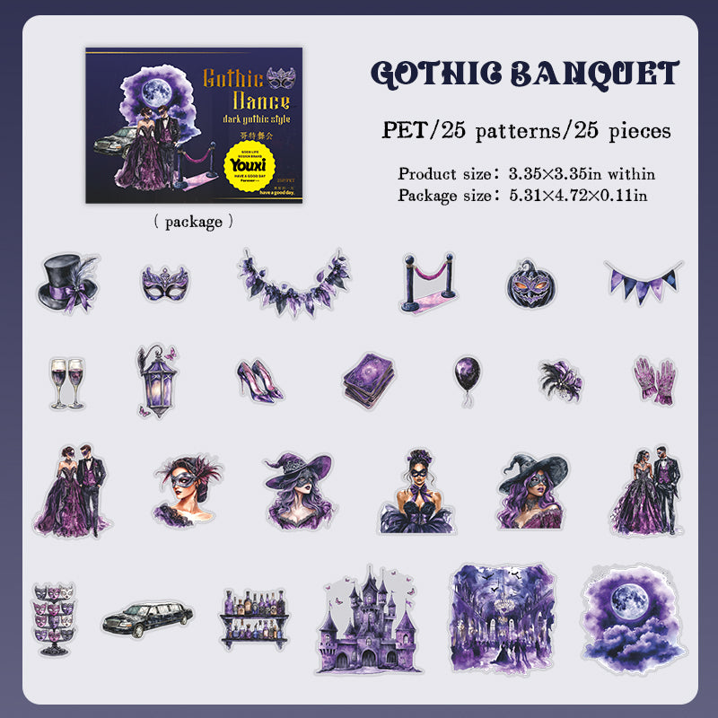 0513 Gothic Ball PET Sticker -25Pcs each pack
