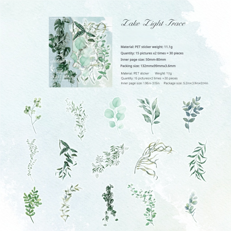 0719 Natural plants PET sticker -30Pcs each pack