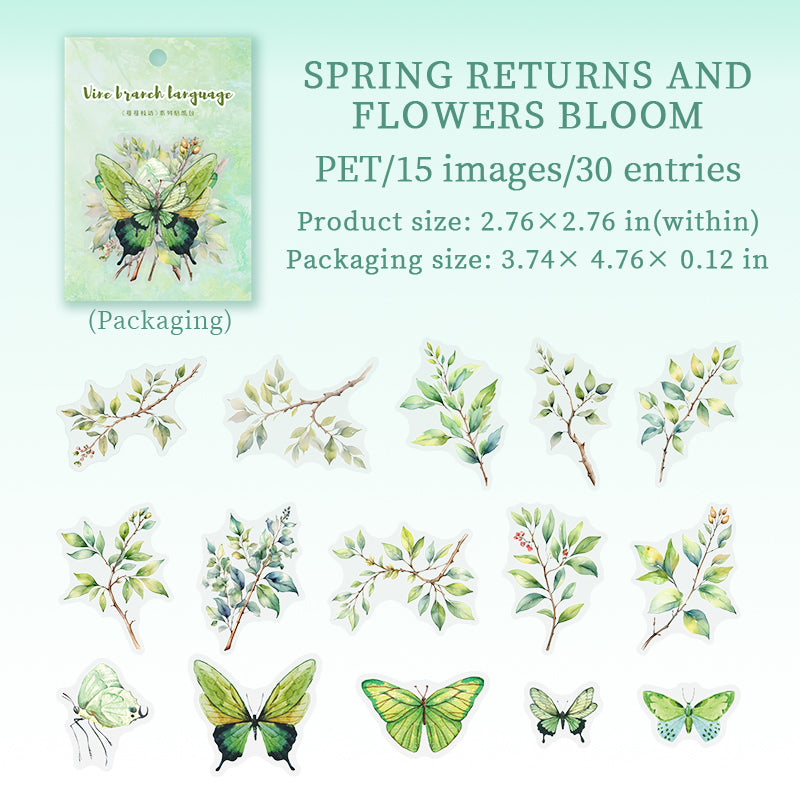 0513 Butterfly and flower PET Sticker