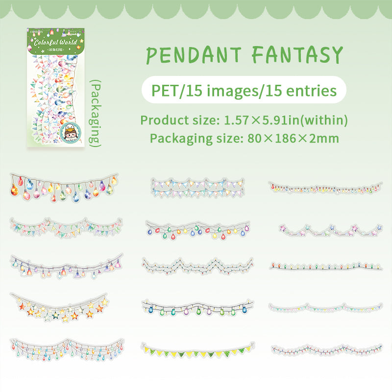 0513 Lovely Wonderful Collection PET Sticker -15Pcs each pack