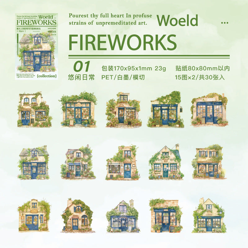 0222 Fireworks Series Stickers -30Pcs each pack