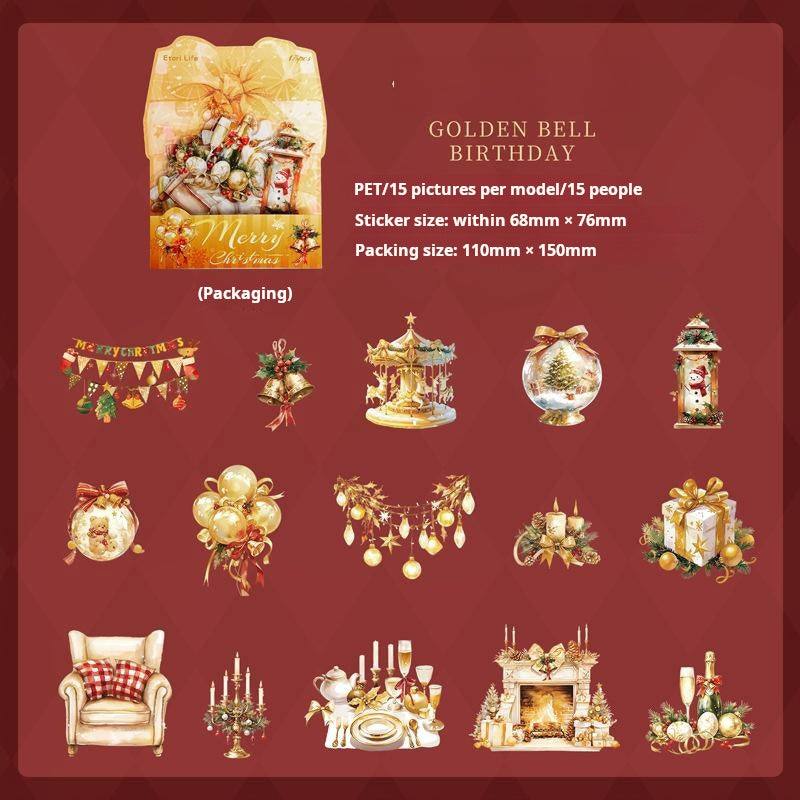 1016 Christmas surprise night PET sticker -15Pcs each pack