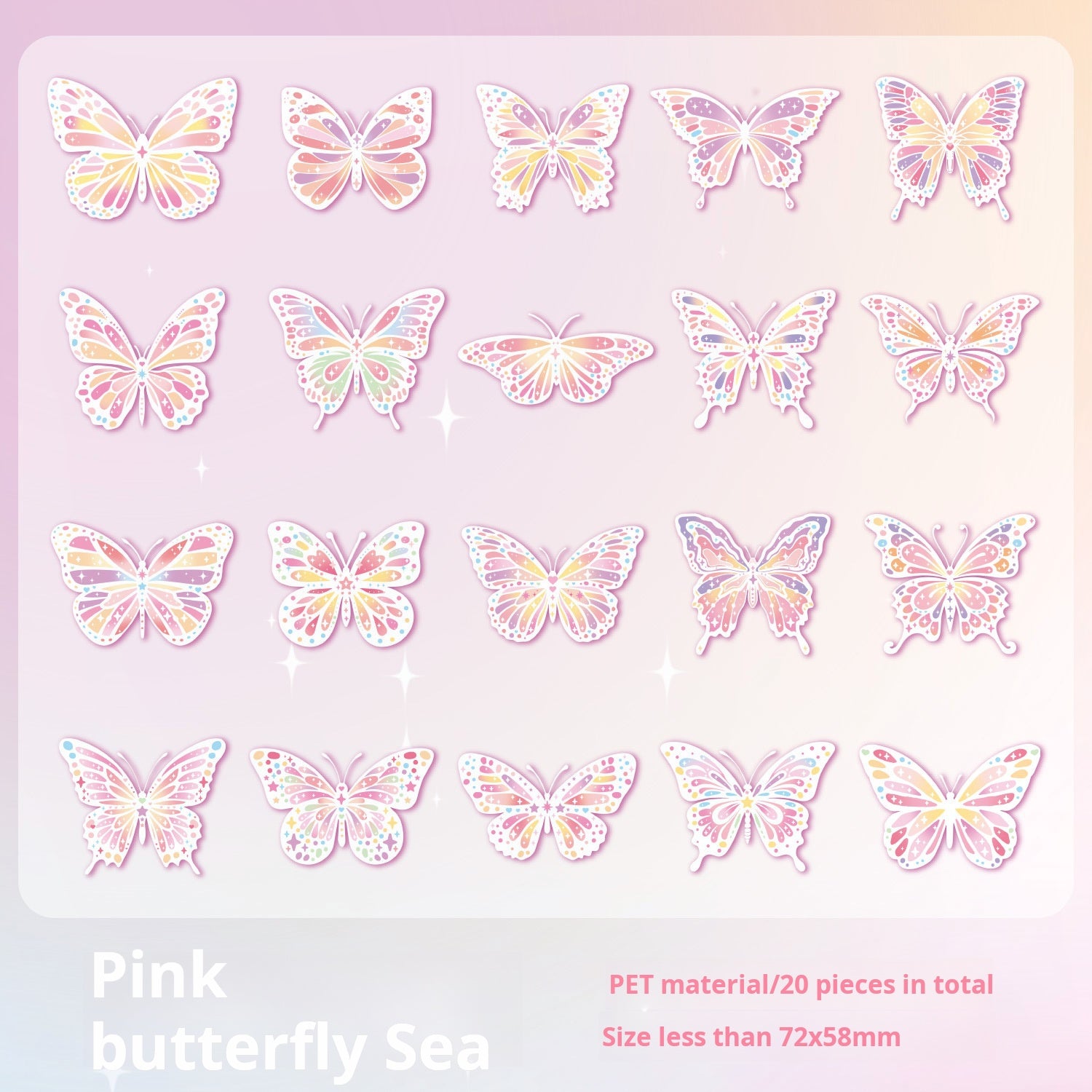 0423 Butterfly shadow dream Series Sticker -20Pcs each pack