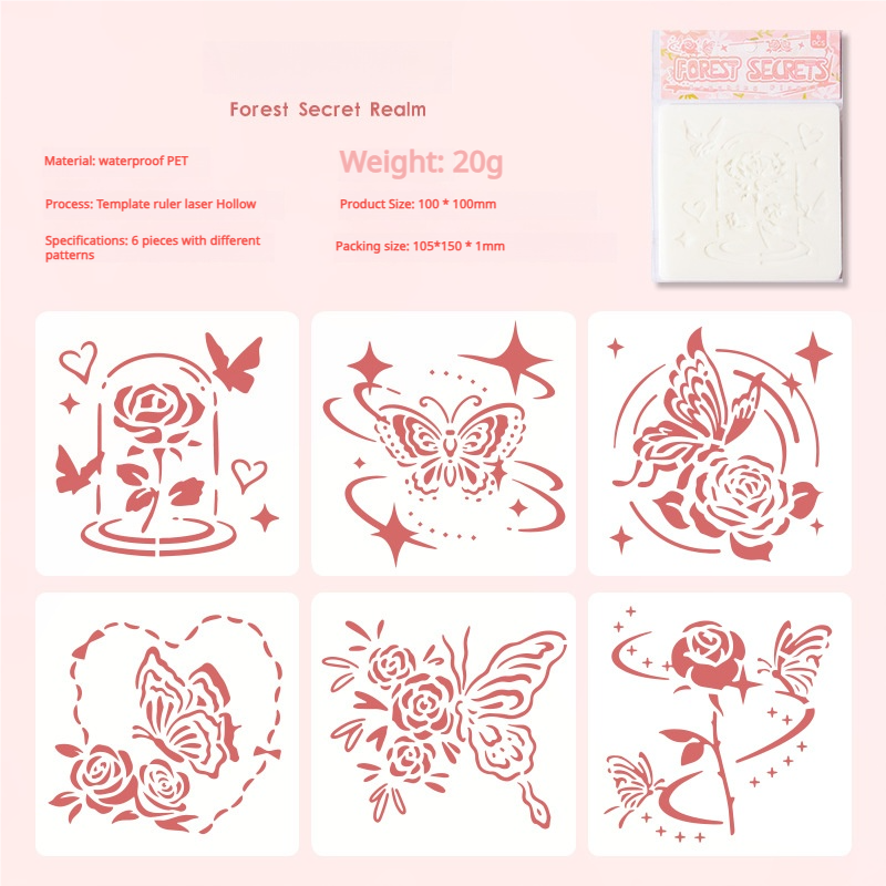 A-42- Forest Garden Series stencil -6Pcs each pack