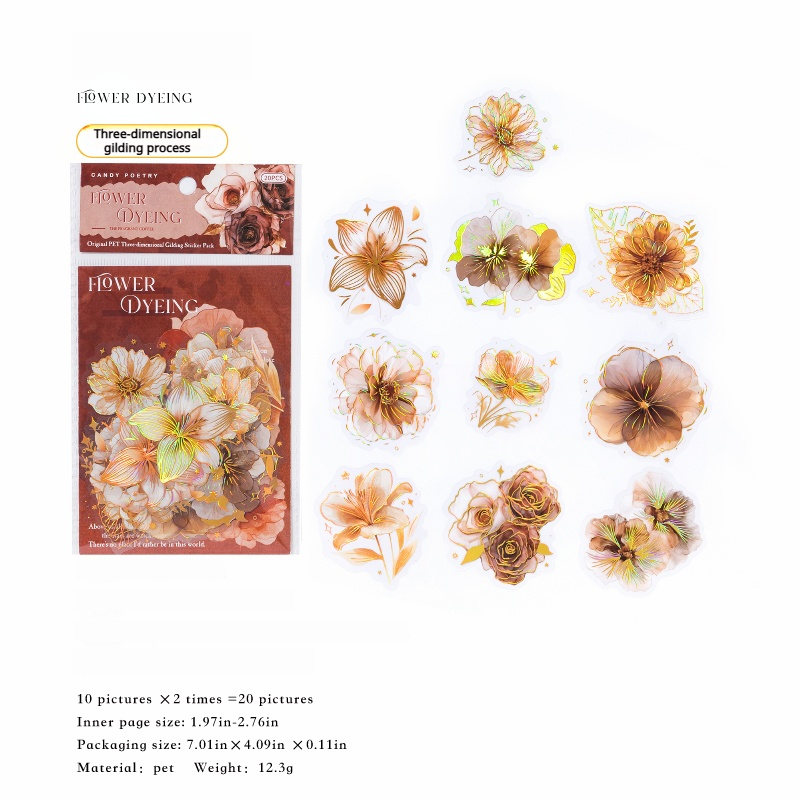 Flowers PET sticker -20Pcs each pack