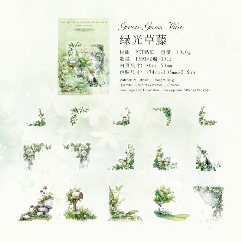 0415 Natural edge Series Sticker -30Pcs each pack