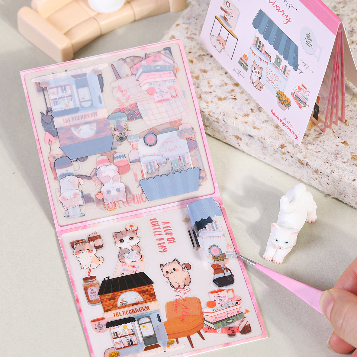 0522 The cat's home diary PET Sticker book -10Pcs each pack