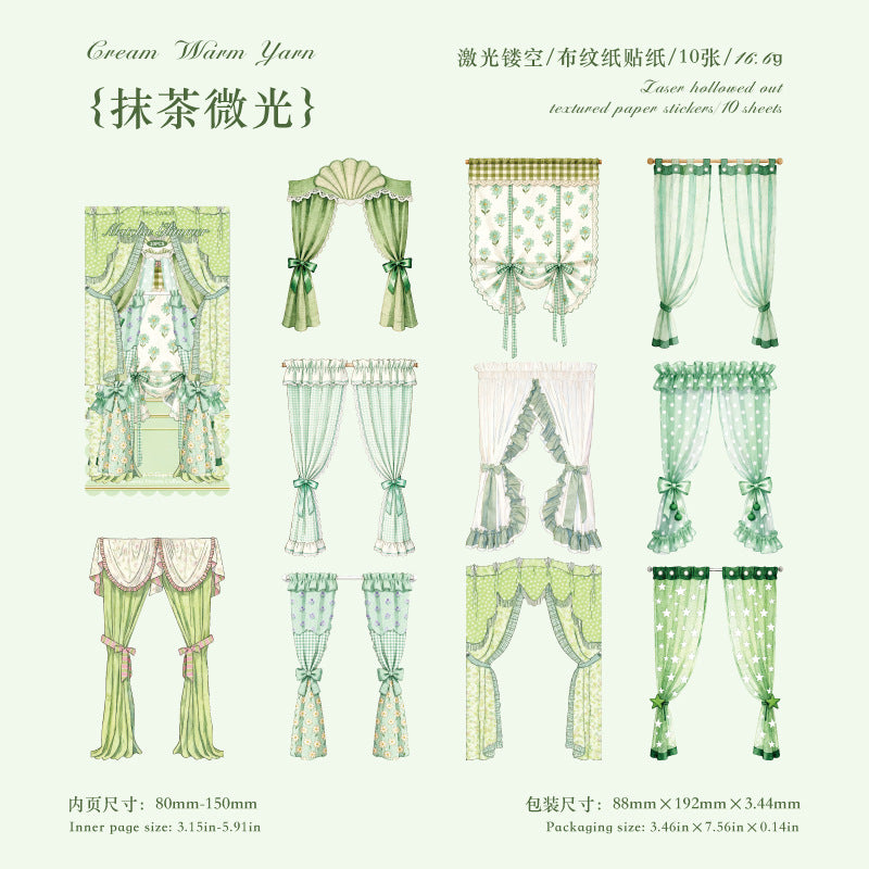 Vintage Curtain Paper Stickers -10Pcs each pack