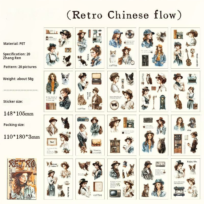 0405 Retracing the Years Series PET Sticker Book -20Pcs each pack
