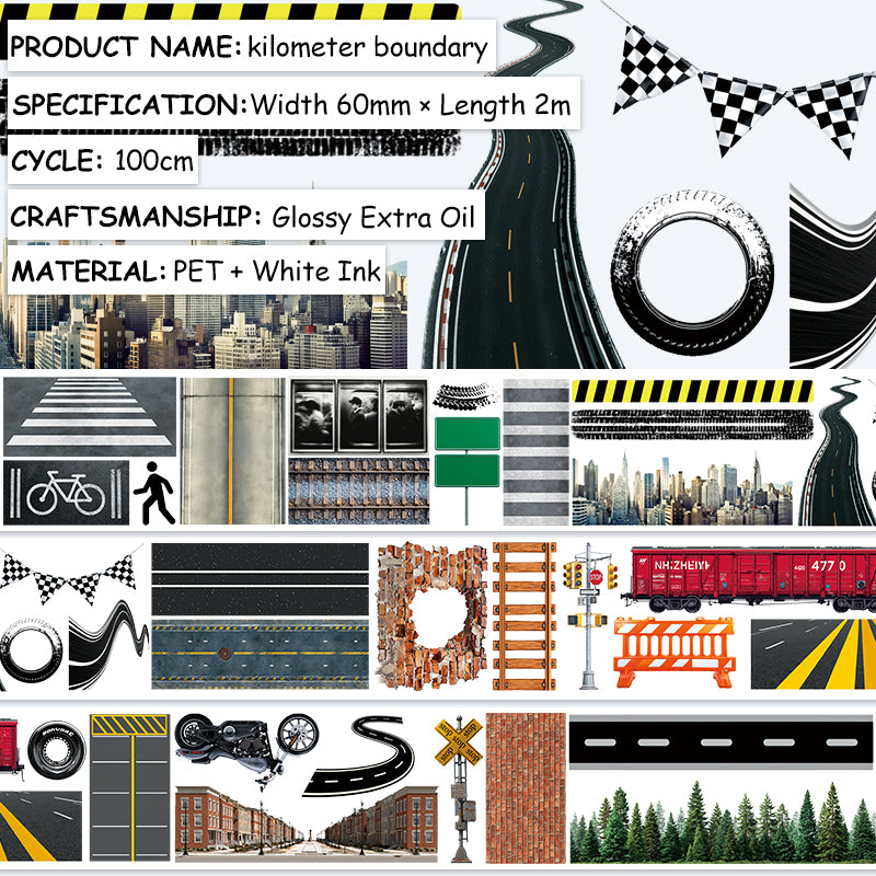 Kilometer Boundary tape pieces
