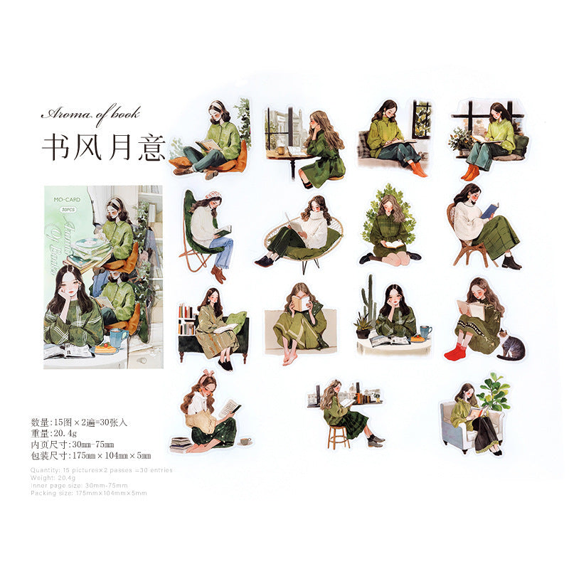 0301 Elegant Reading Series Sticker -30Pcs each pack