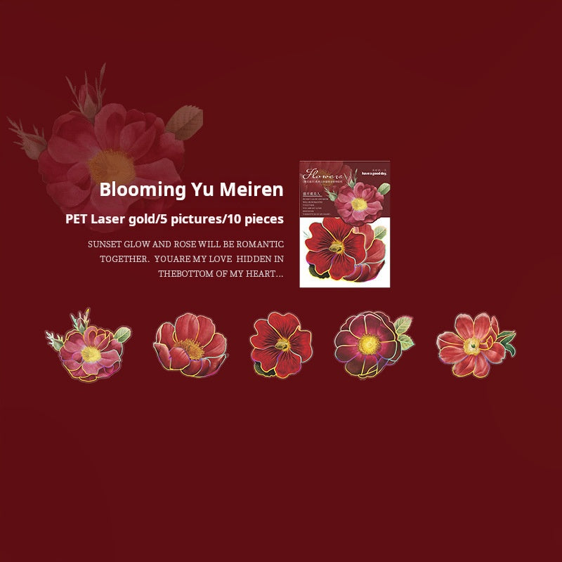 0412 Flowers in full lloom Seriess PET Sticker -10Pcs each pack