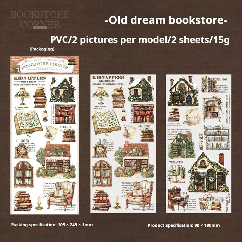 0506 Corner of the bookstore PVC Transfer Stickers -2Pcs each pack