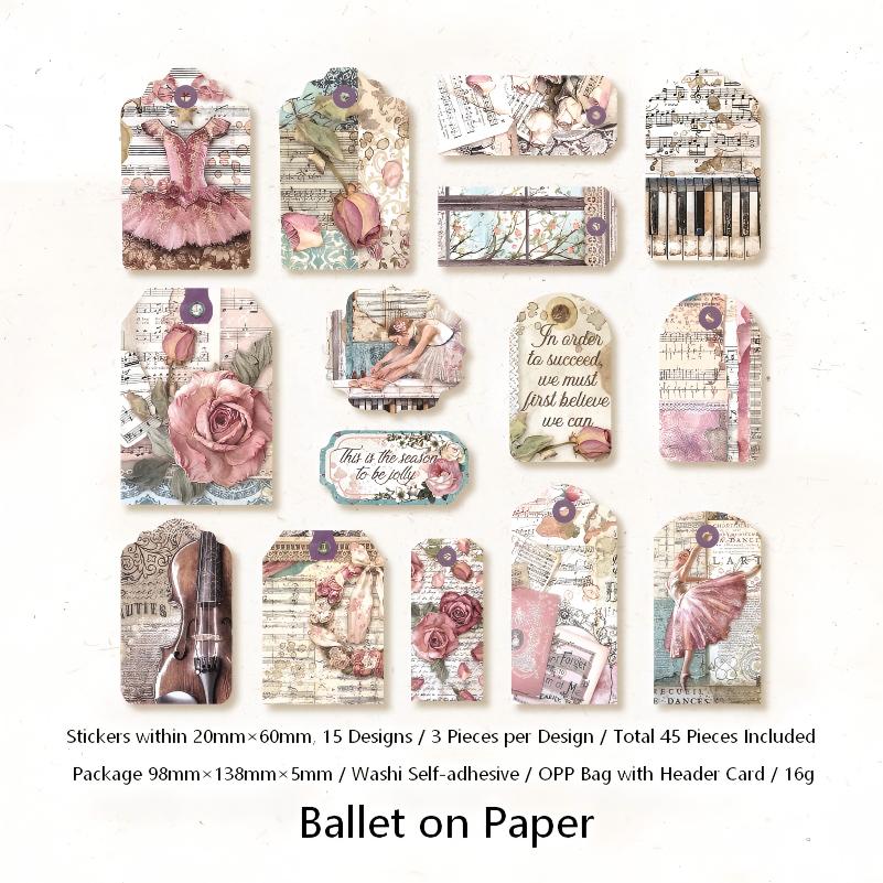 Vintage Wanderlust Longing Washi Stickers -45Pcs each pack