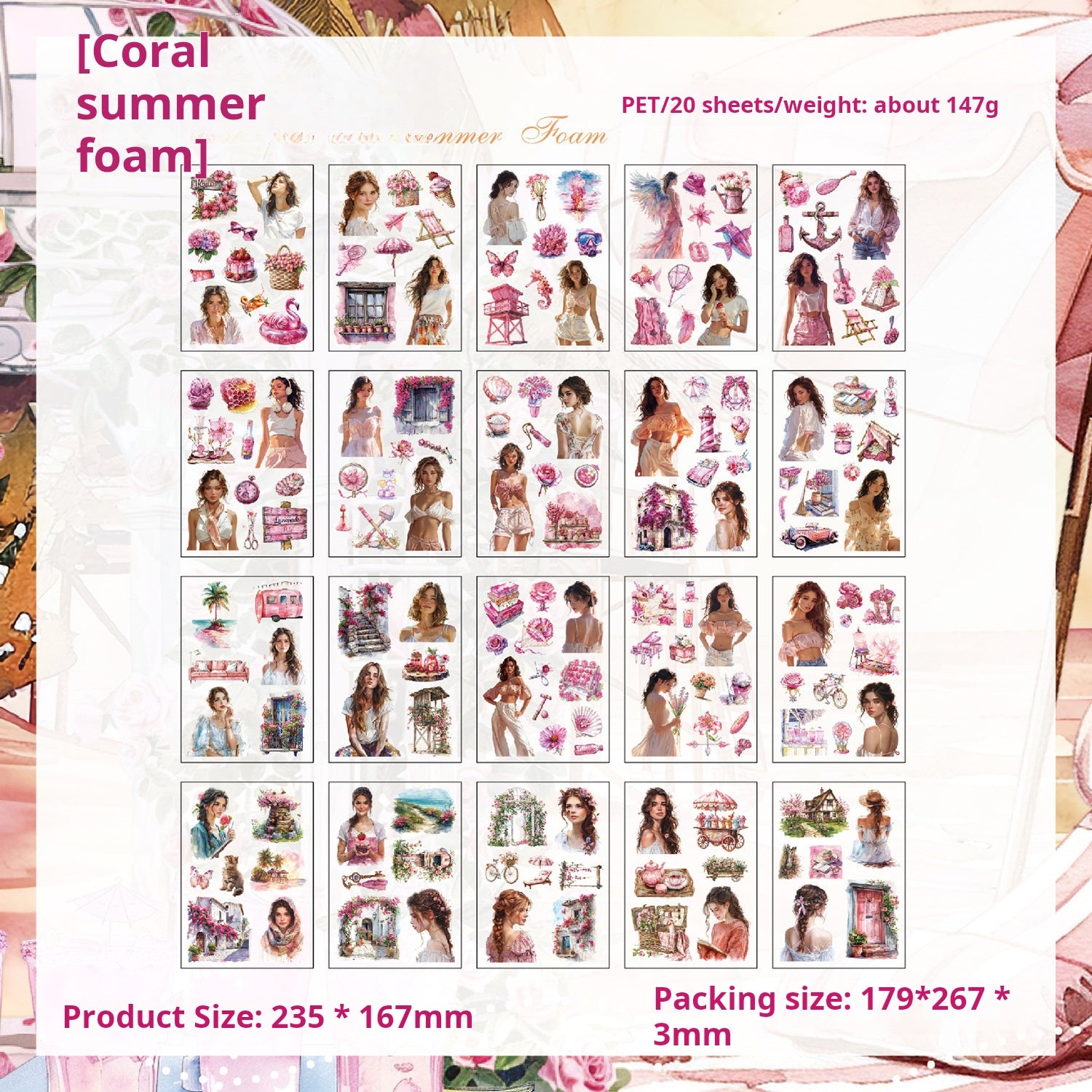 Character scenery PET sticker Book -20Pcs each pack