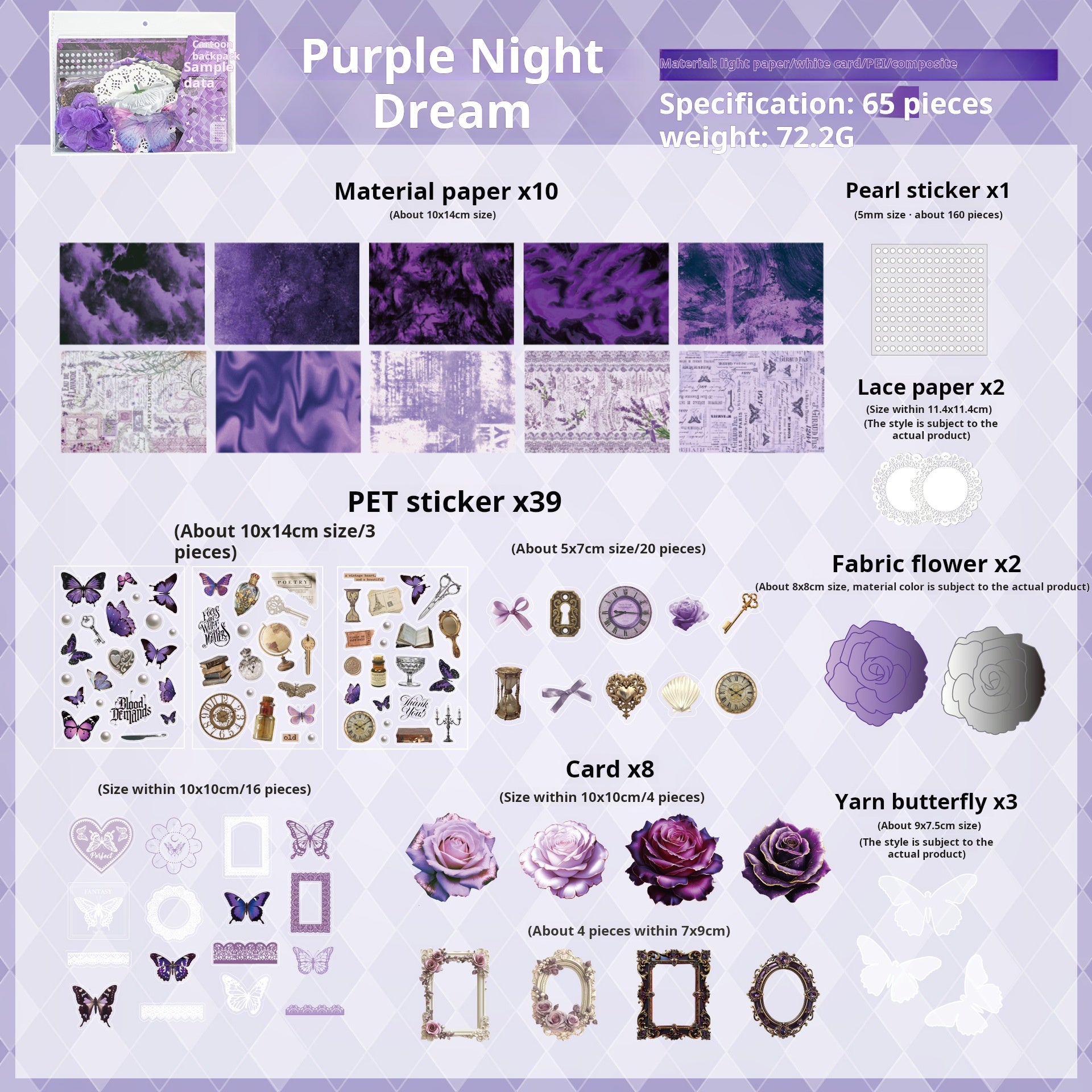0526 Butterfly Roses Series Mixed pack -65Pcs each pack