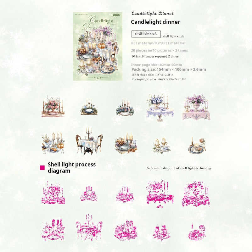 1018 Flower candle PET sticker -20Pcs each pack