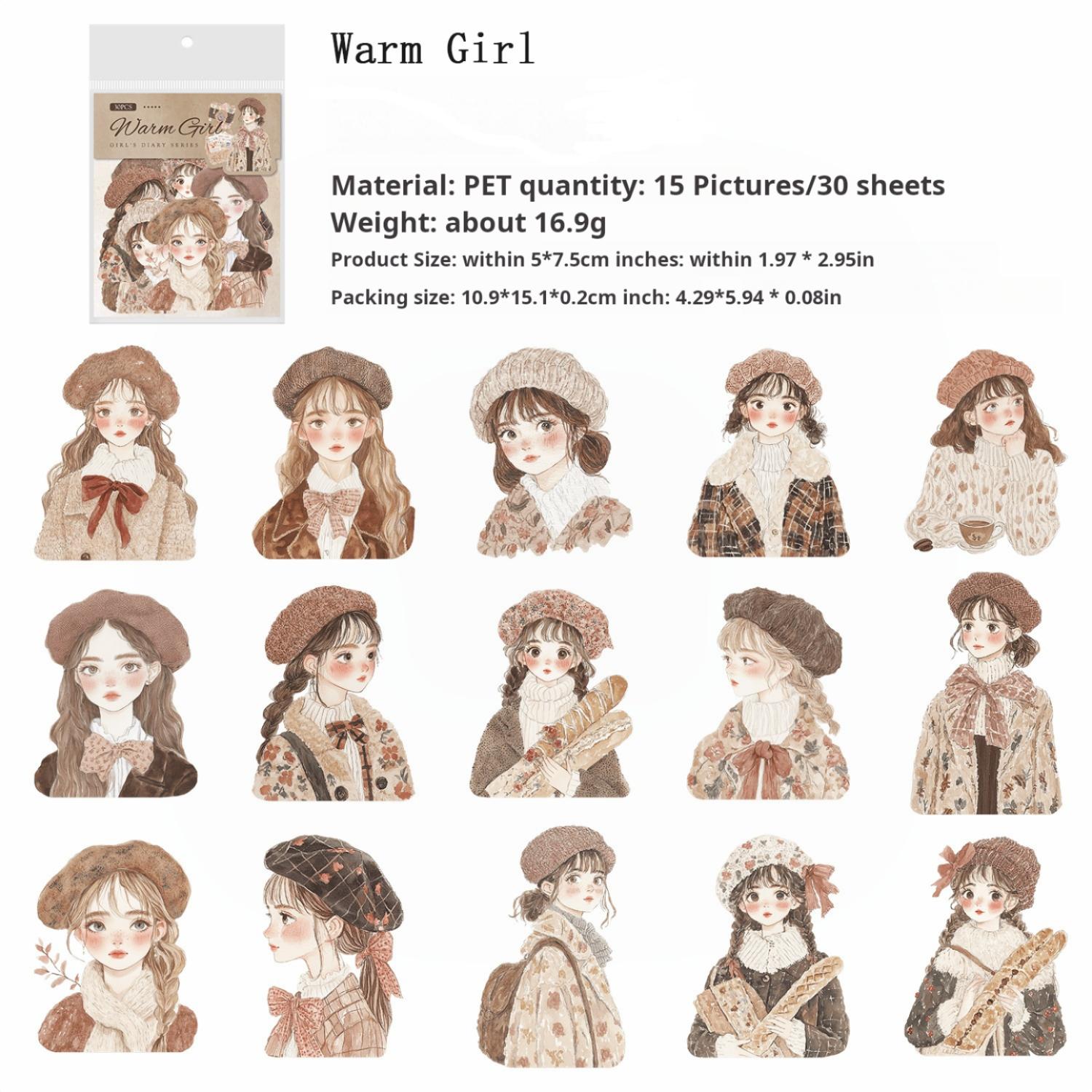 0306 Girl's Diary Series Sticker -30Pcs each pack
