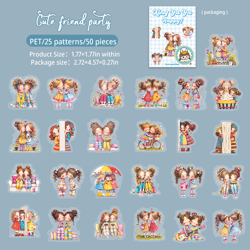 Cute girl PET Sticker -50Pcs each pack