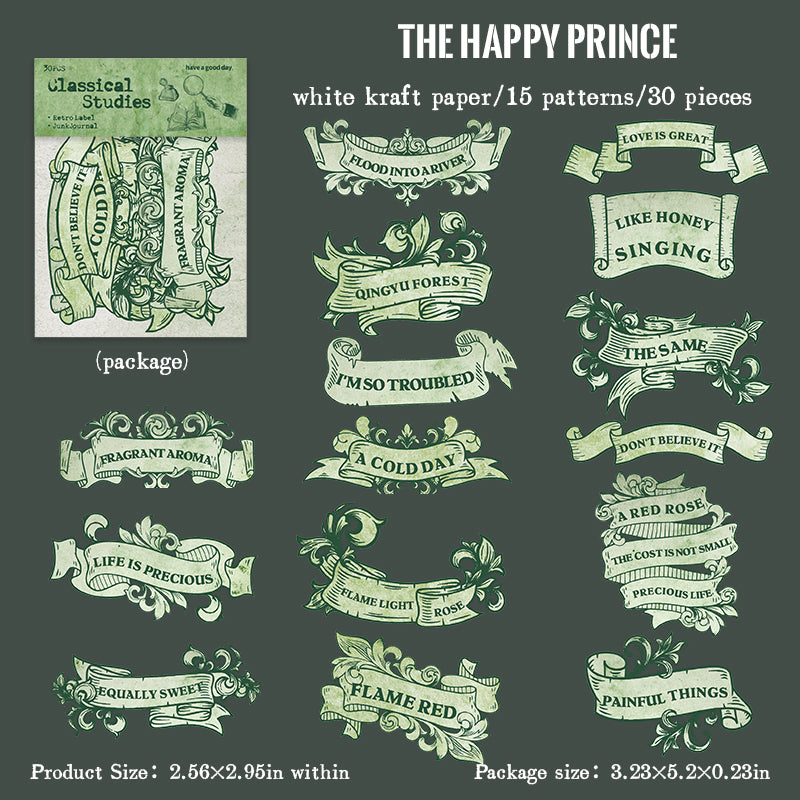 Banner with quotes from famous works Solid sticker -30Pcs each pack