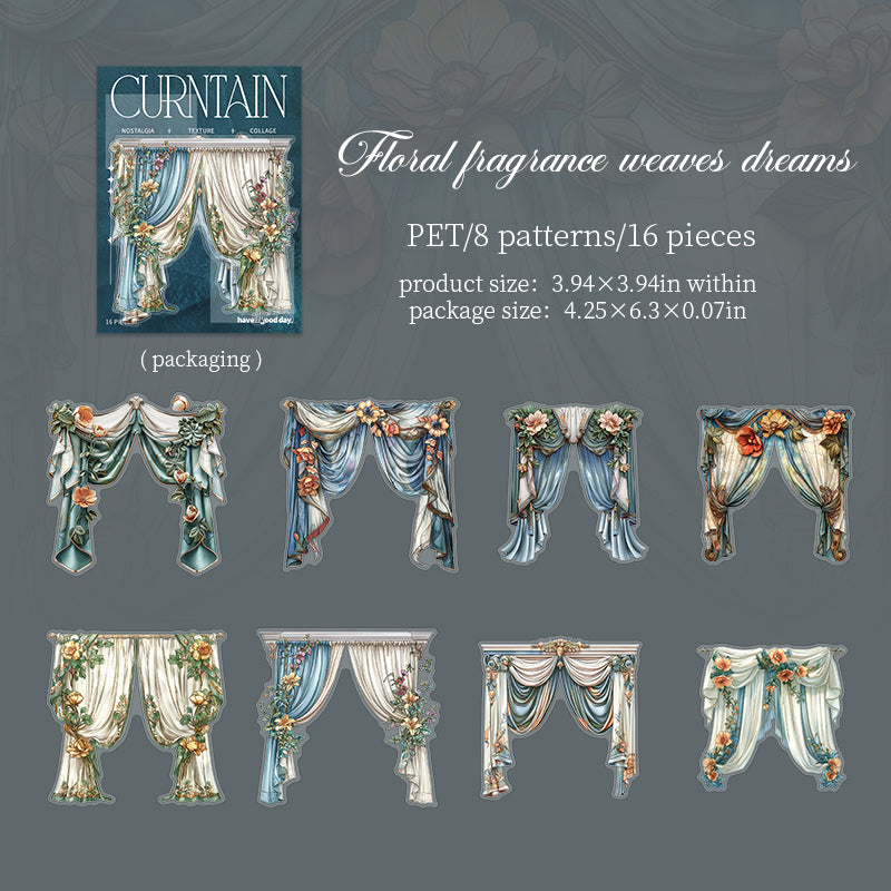 Curtain PET Stickers -16Pcs each pack