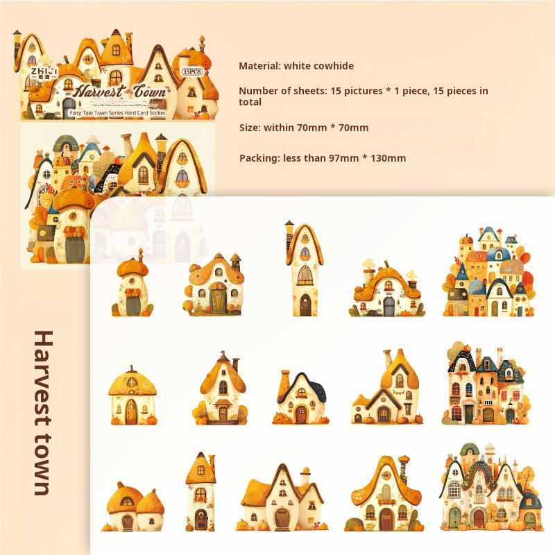 0404 Fairy tale town Series cardstock Sticker -15Pcs each pack