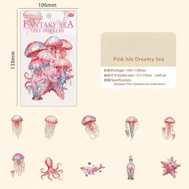 Fantasy ocean sticker -20Pcs each pack