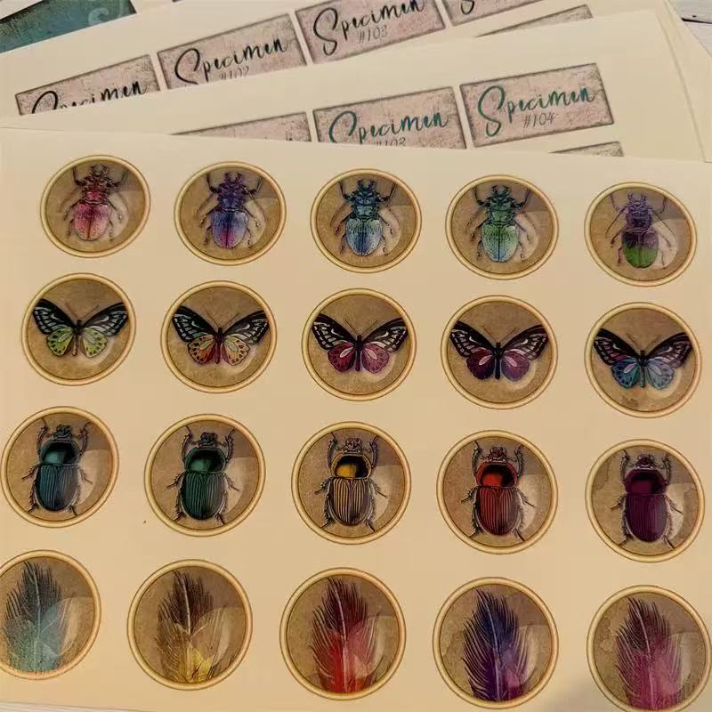 A4 size insect and butterfly labels Style paper 5 pcs