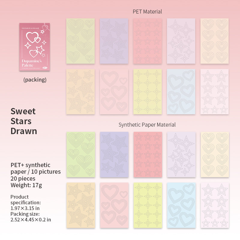 Dopamine's Palette pre-cut Solid & PET Sticker -20Pcs each pack