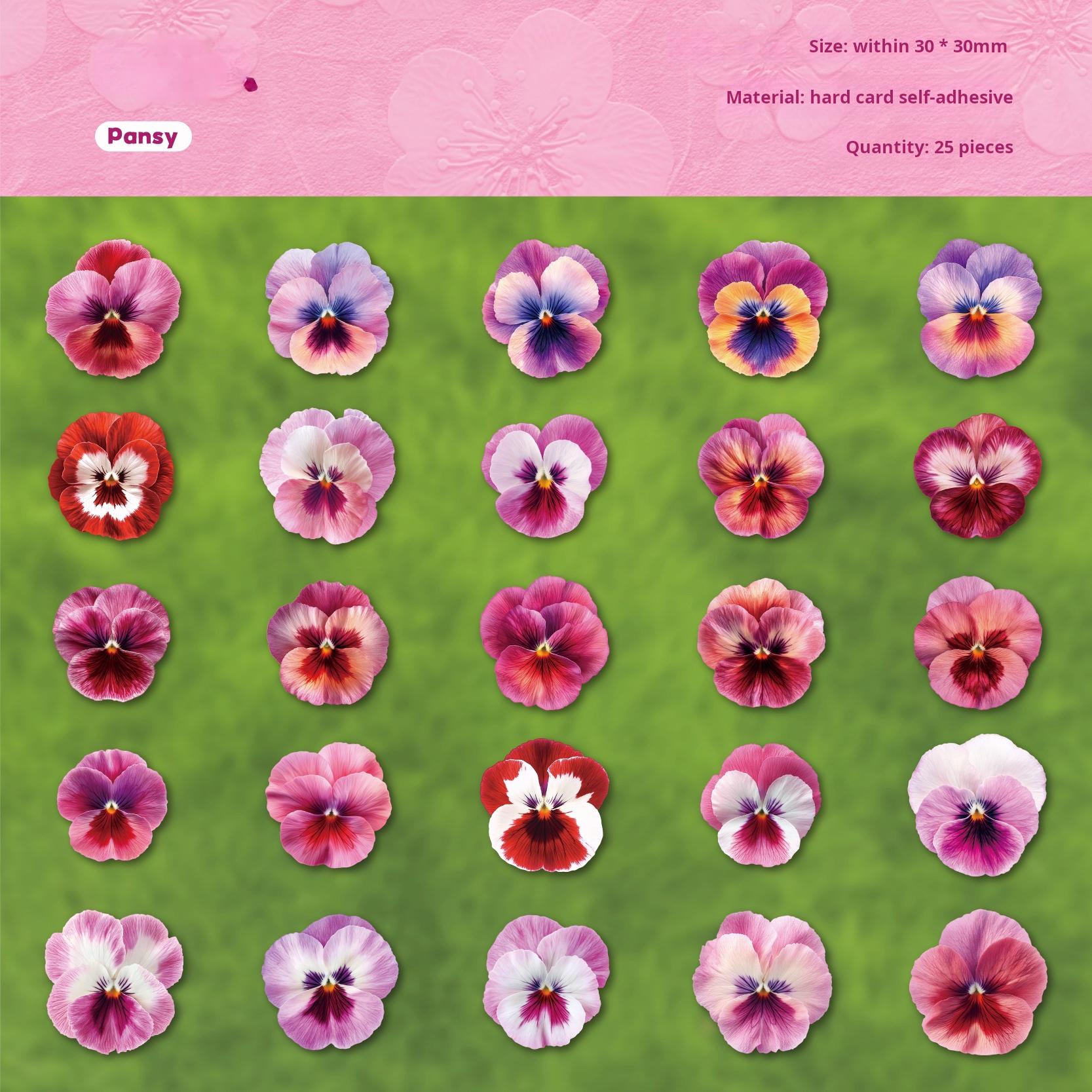 Flowers cardstock Sticker -25Pcs each pack