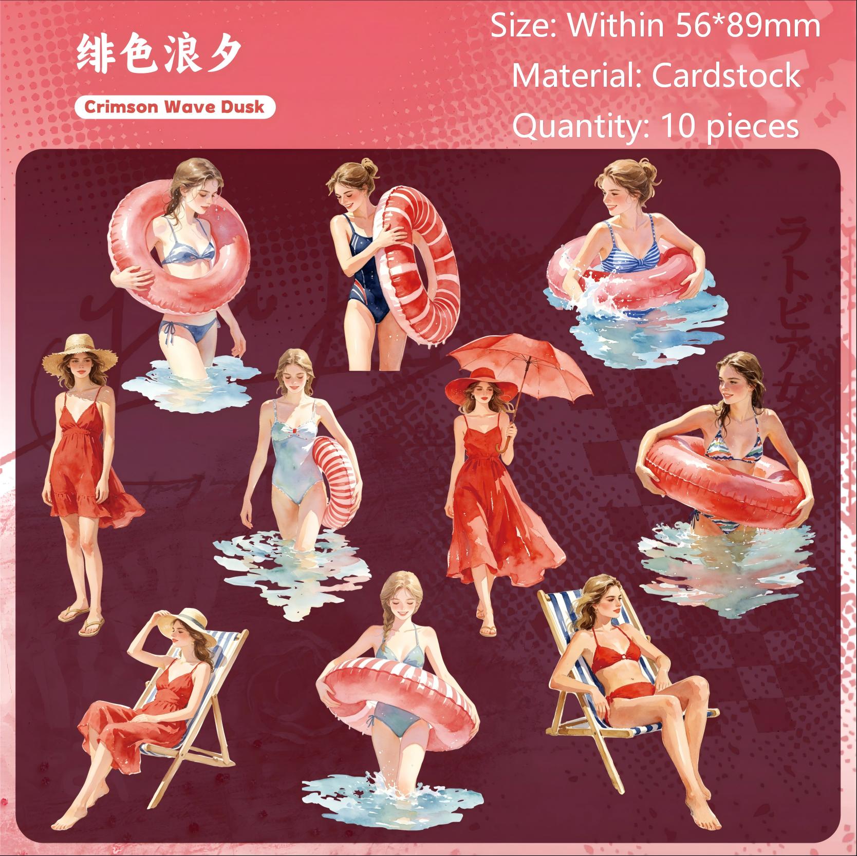 Summer Girl Cardstock Stickers -10Pcs each pack