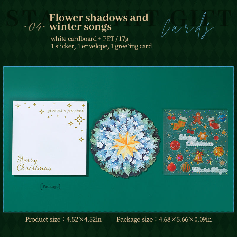 0722 Christmas card PET & cardstock Mixed pack -4Pcs each pack