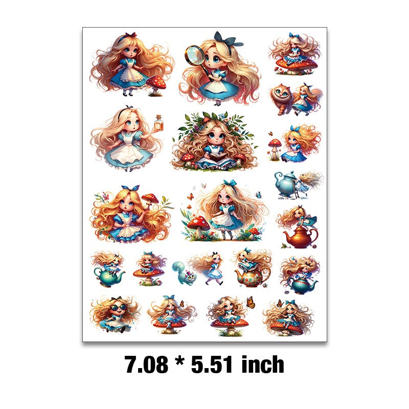 Alice in Wonderland Embossed sticker 1 Pcs