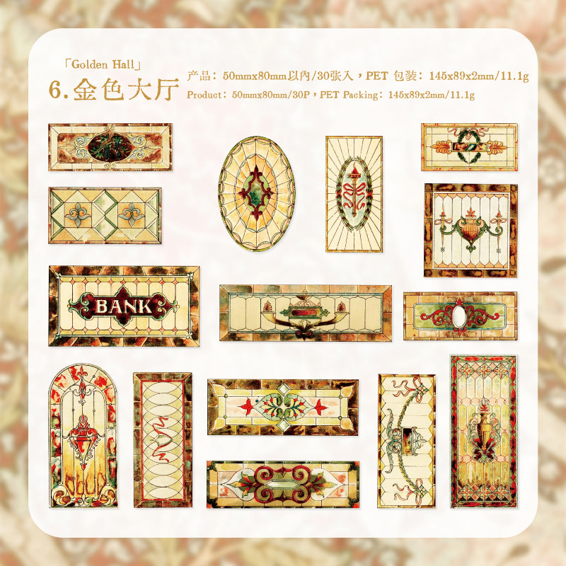Vintage Floral Tiles PET Stickers -30Pcs each pack