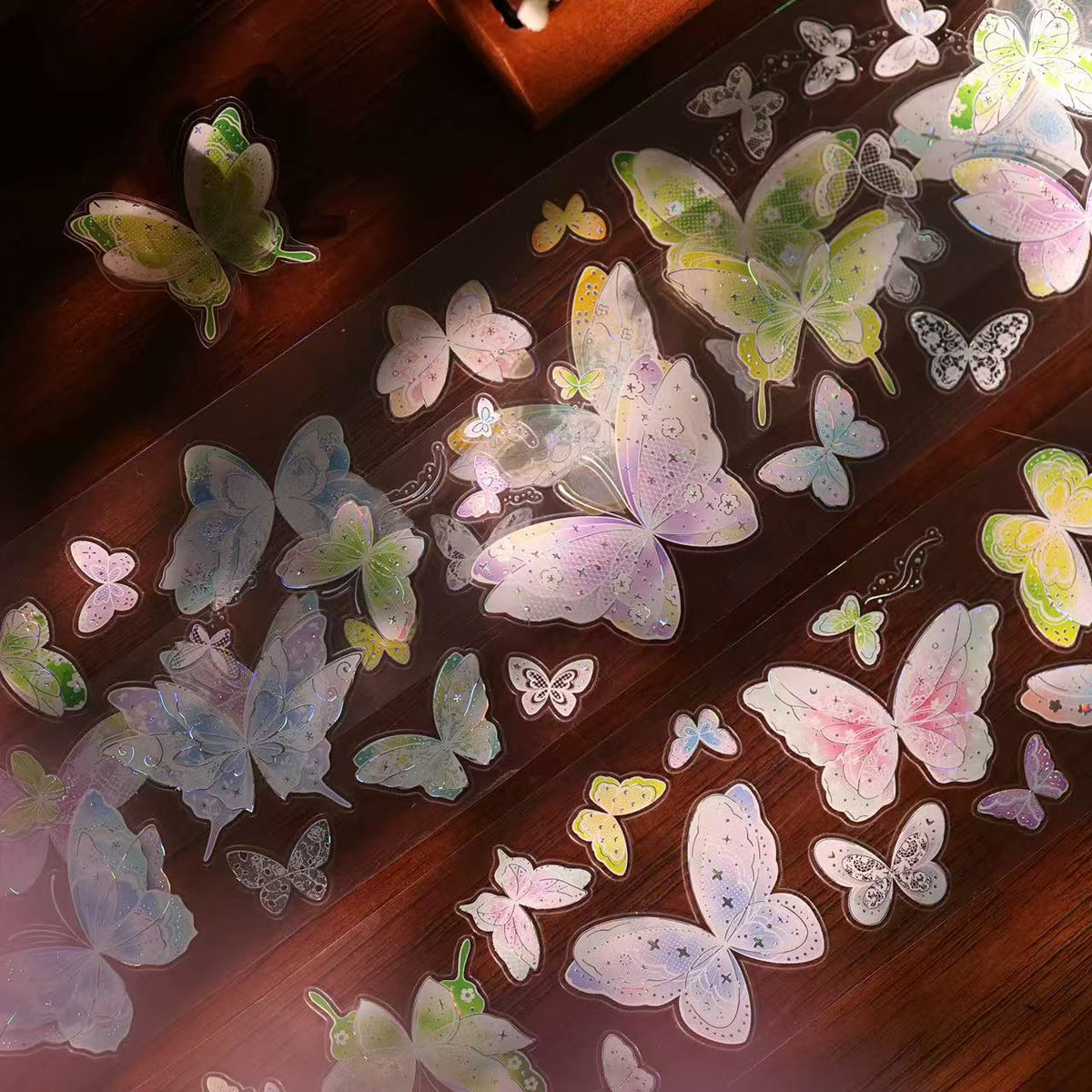 Butterflies of Cicada Dreams Shell Silver Pre-cut PET Tape (5.5 x 100 cm) 1 loop