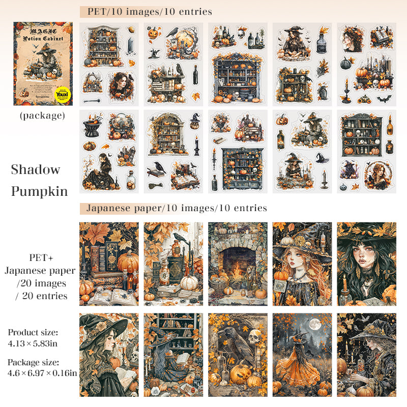 0812 Magic Potion Cabinet PET & Washi sticker book -20Pcs each pack