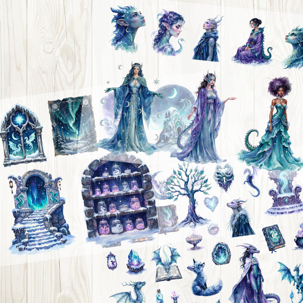 A4 Aurora Dragon matte PET pre-cut large sticker 1 pack 3 sheets