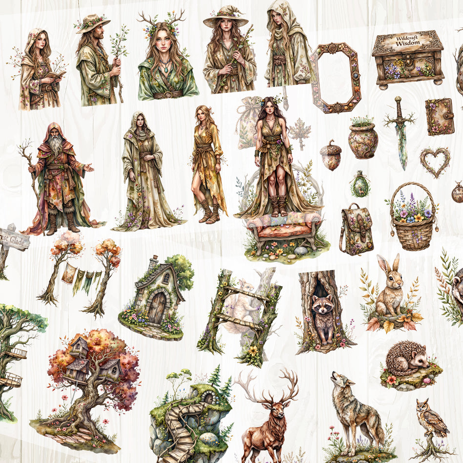 A4 The Enchanted Forest matte PET pre-cut large sticker 1 pack 4 sheets