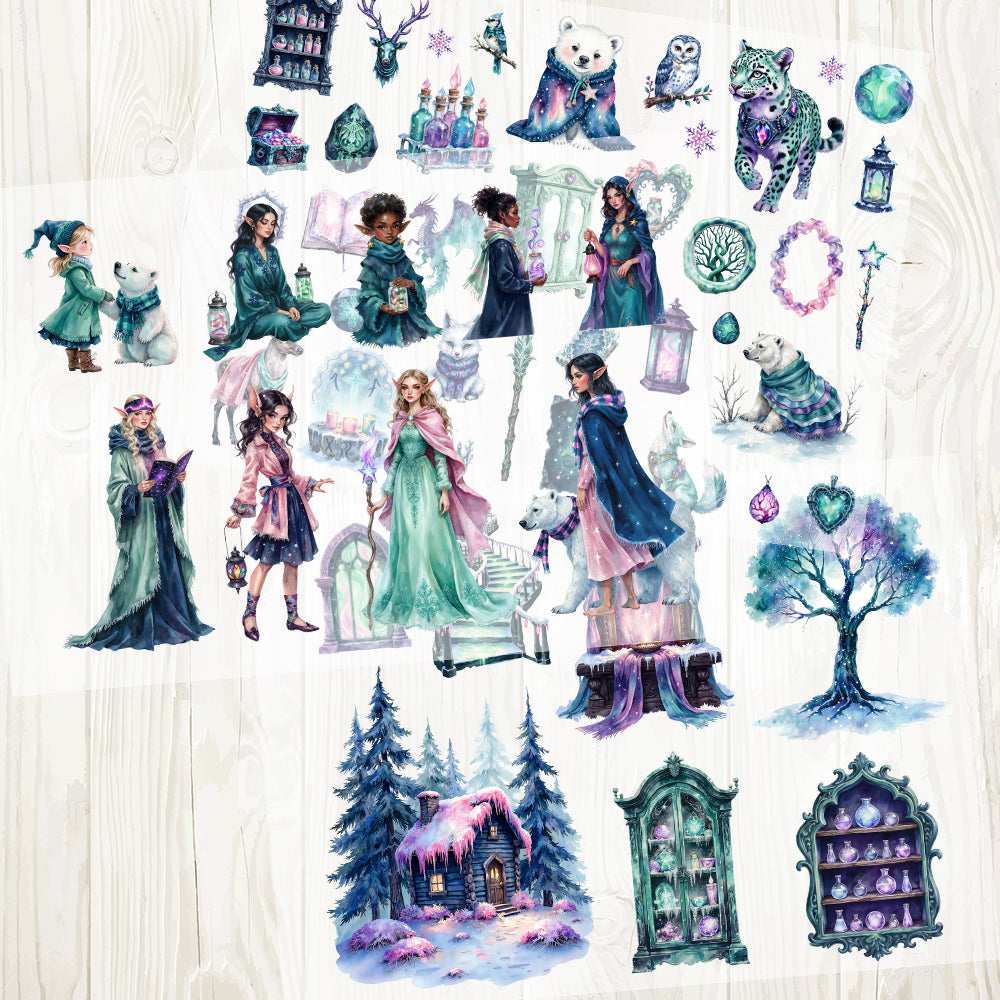 A4 Aurora fantasy matte PET pre-cut large sticker 1 pack 3 sheets