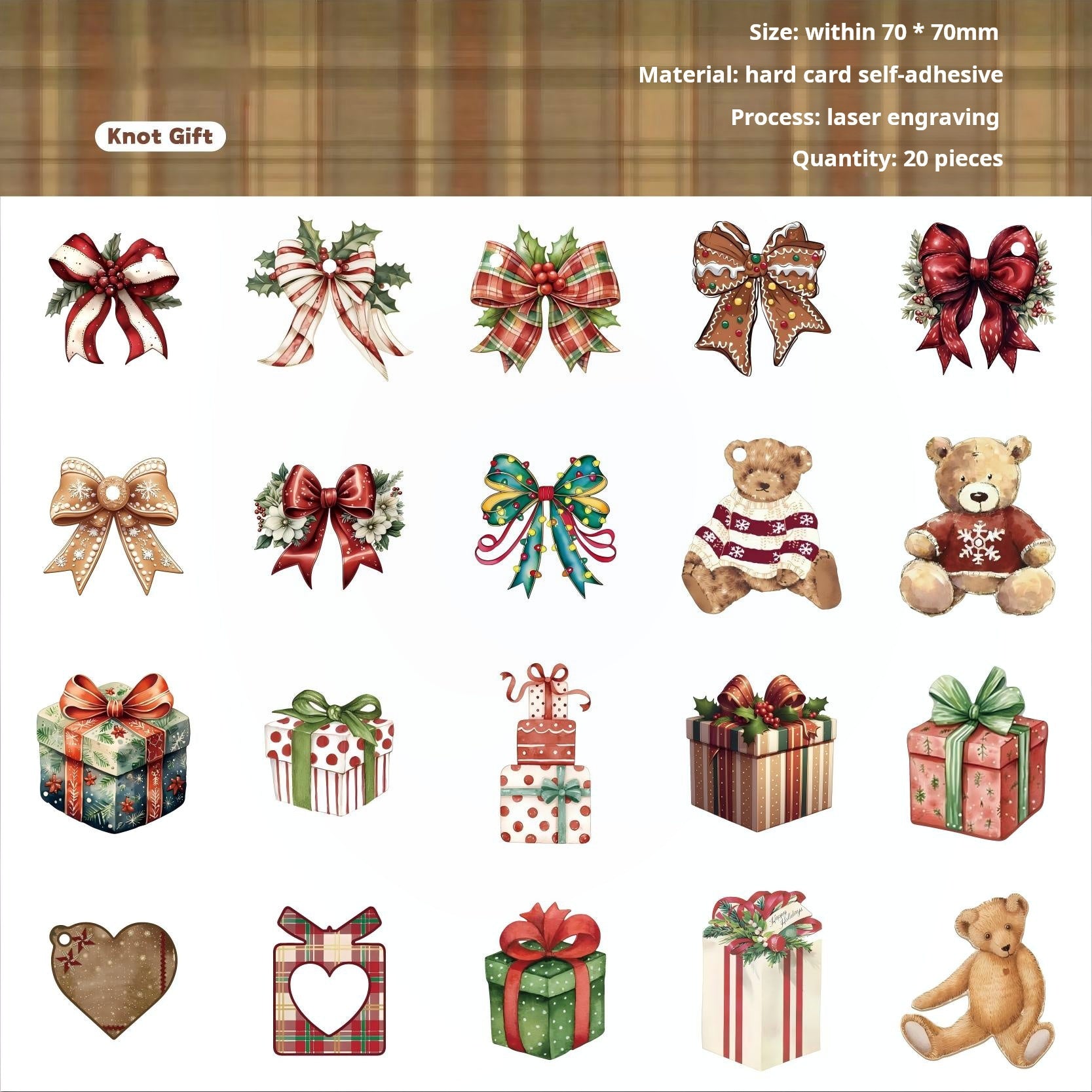 Christmas cardstock Sticker -20Pcs each pack