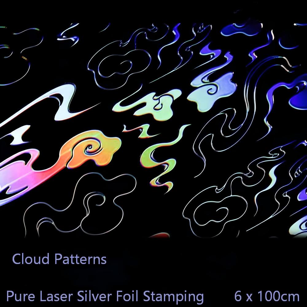 Cloud Pattern Pure Laser Silver Foil Stamping PET Tape (6 x 100 cm) 1 loop