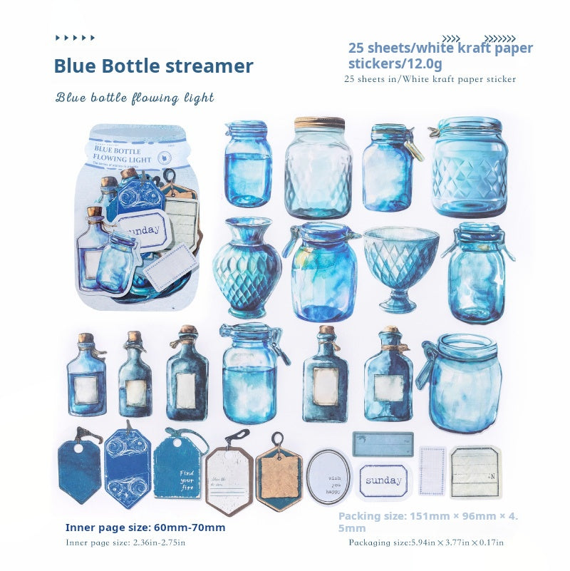 Vintage bottles Solid Sticker -25Pcs each pack