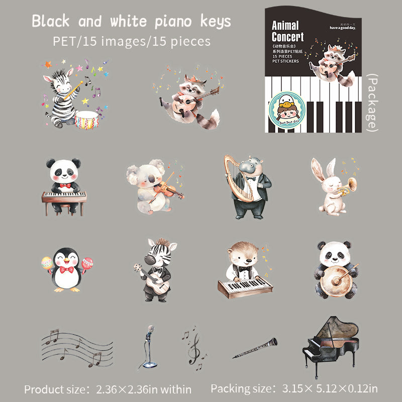 Animal concert PET sticker -15Pcs each pack