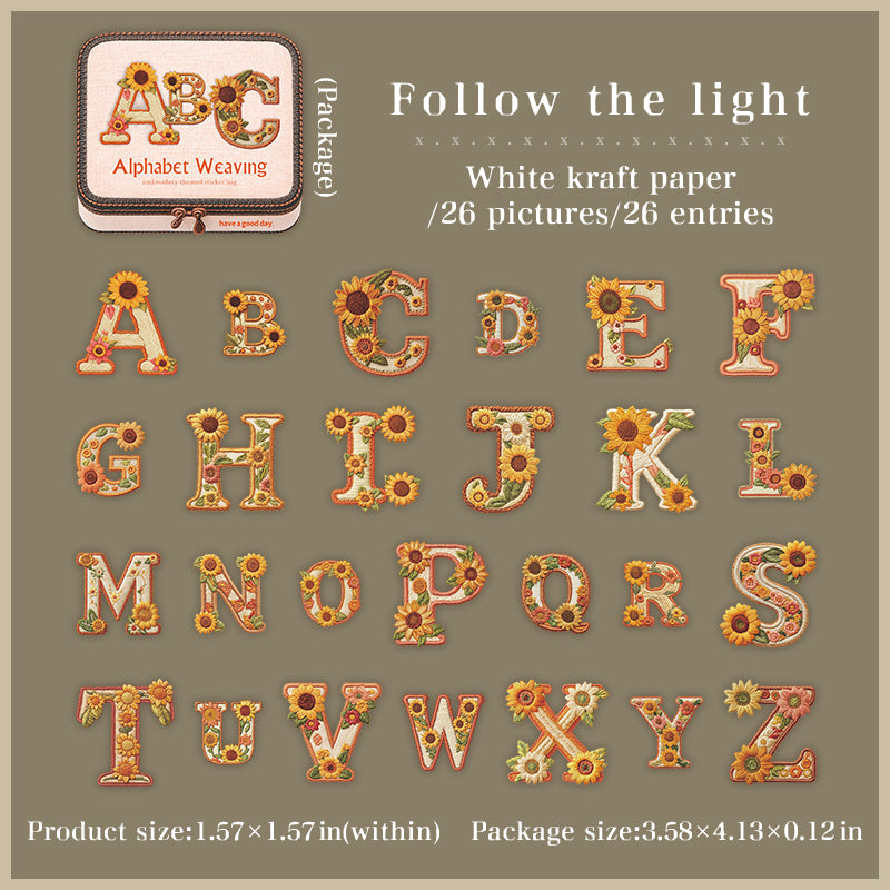 Alphabet Weaving Solid sticker -26Pcs each pack