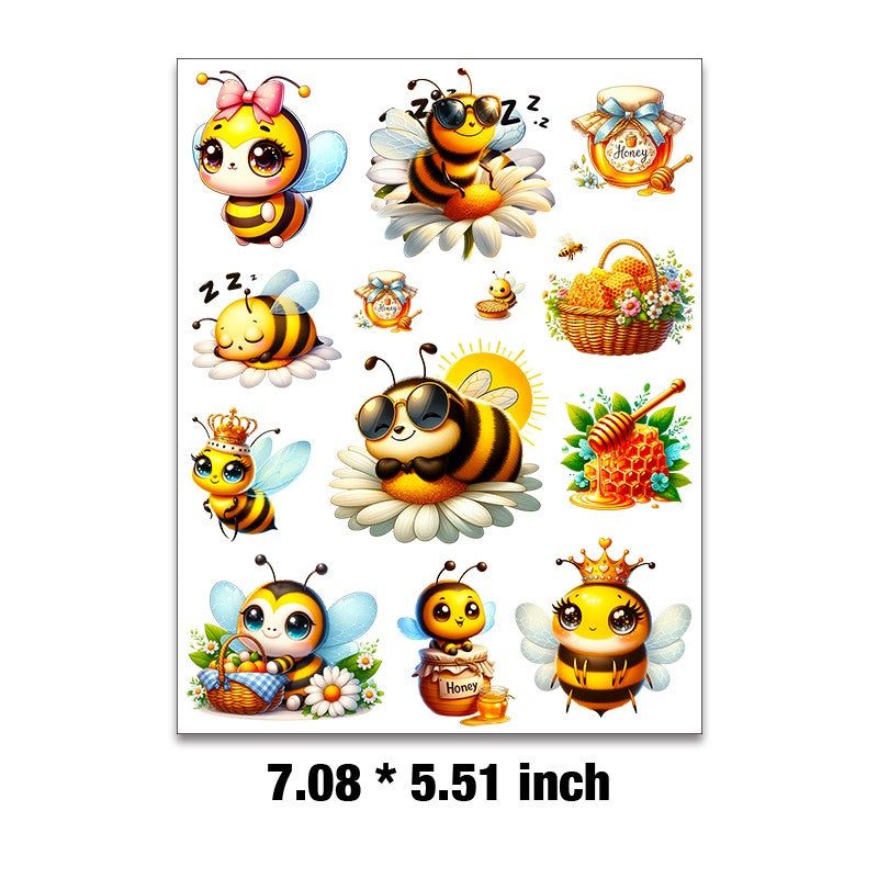 Cute bee collection Embossed sticker 1 Pcs
