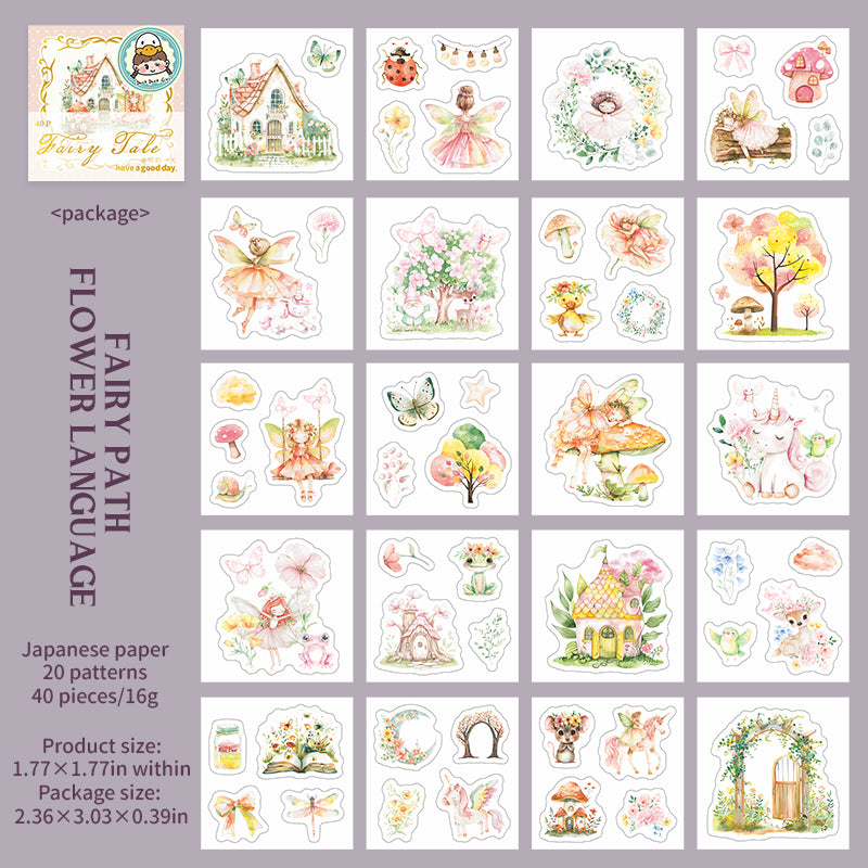 0328 Fairy Tale Series Washi Sticker -40Pcs each pack