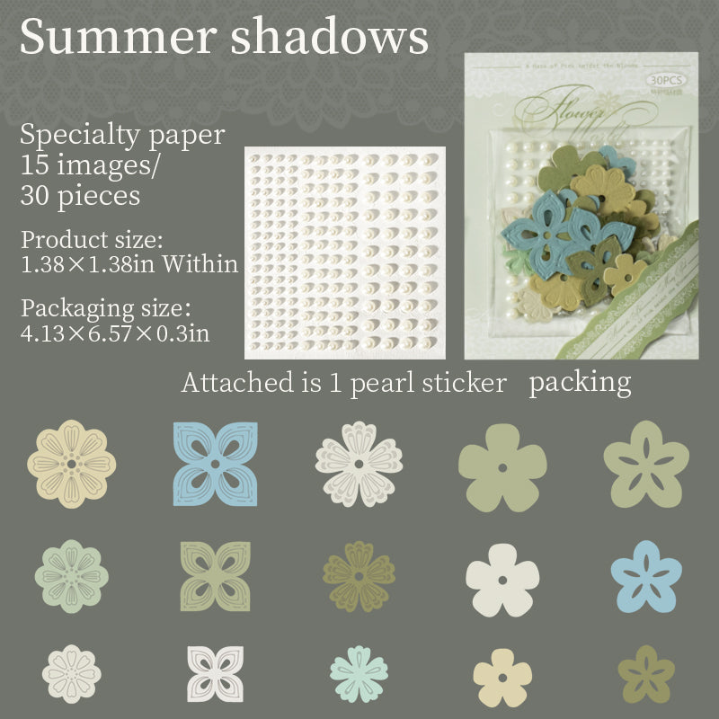 Flowers and pearls die cut Mixed pack -30Pcs each pack