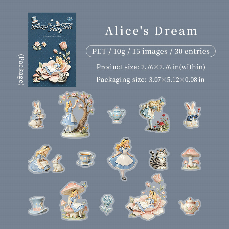 Glazed Fairy Tale PET Stickers -30Pcs each pack
