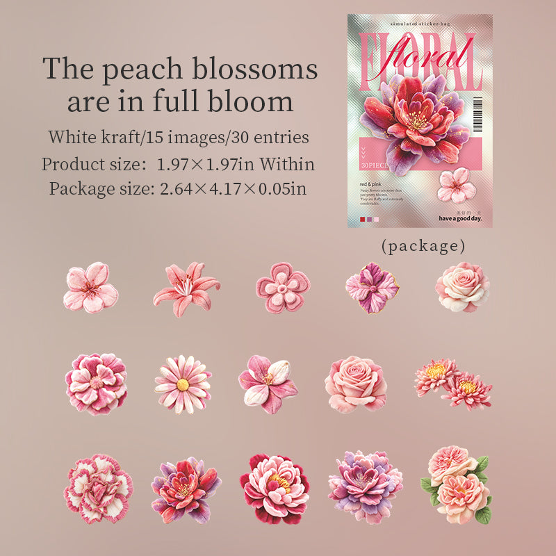 Velvet Flower solid Stickers -30Pcs each pack
