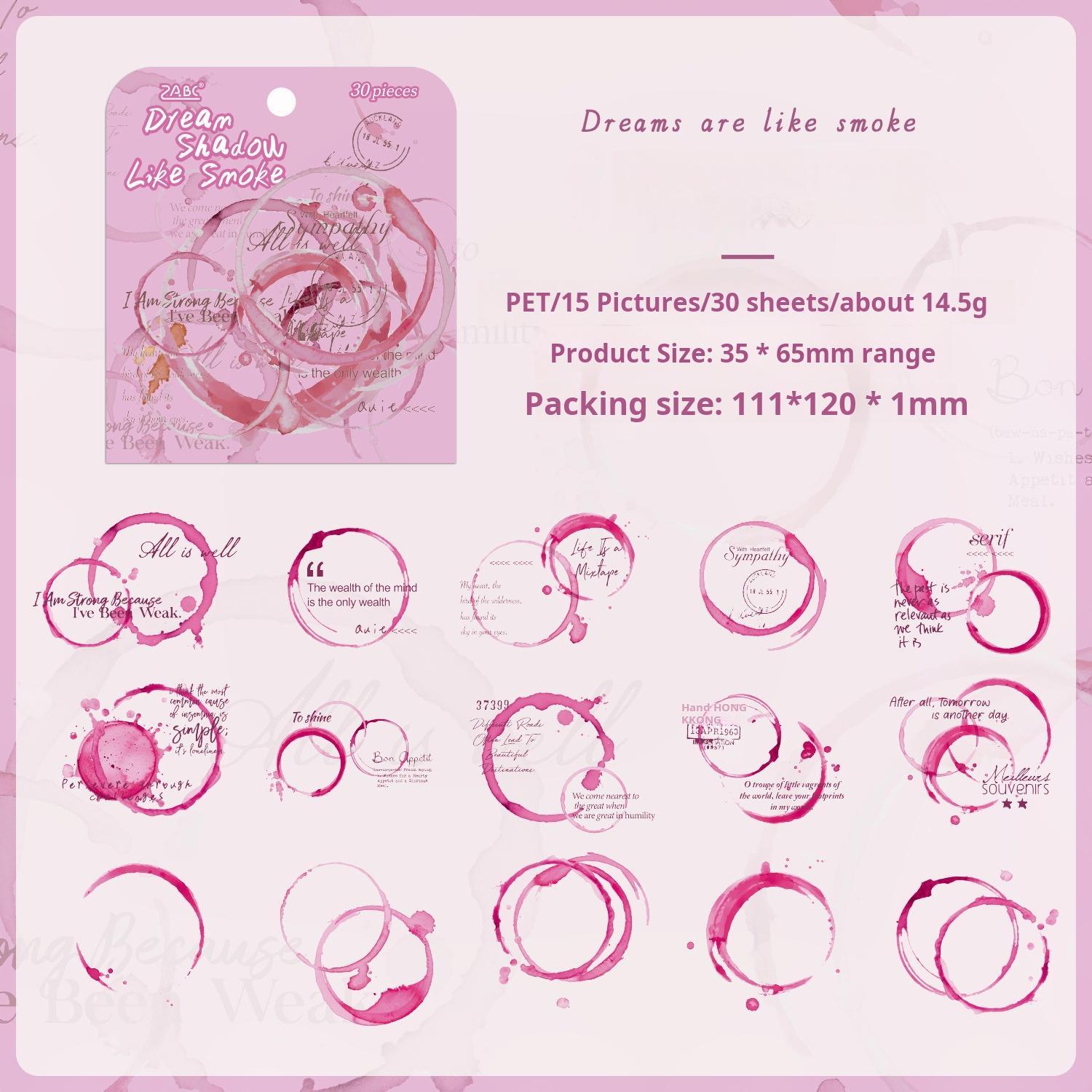 Colorful round frame PET Sticker -30Pcs each pack
